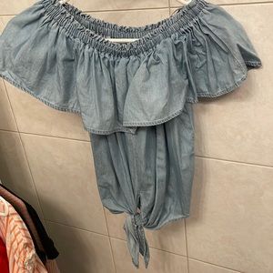 Express off the shoulder denim top